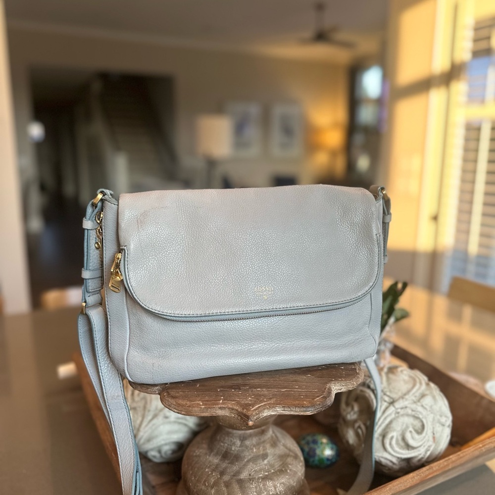 Fossil Powder Baby Blue Crossbody Bag. Small/Medium.  Hidden comps BF proof!!